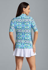 Ruched Elbow Slv Ridley Navy Multi
